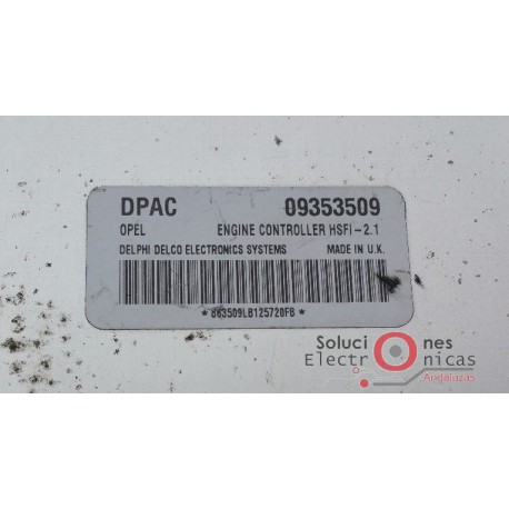 DPAC 09353509 ECU CENTRALITA MOTOR OPEL ASTRA 1.6 GASOLINA Z16SE