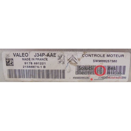  J34P-AAE ECU CENTRALITA MOTOR PEUGEOT 206 PLUS 1.4