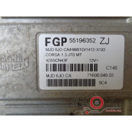 FGP 55196352 ZJ ECU CENTRALITA MOTOR OPEL CORSA-C 1.3 JTD